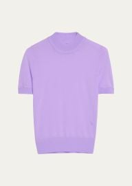 Adam Lippes Mock Neck Short Sleeve Extra Fine Cashmere T Shirt at Bergdorf Goodman