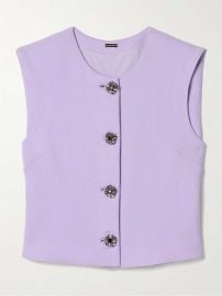 Adam Lippes Remo Crystal Buttons Vest in Lavender at Net a Porter