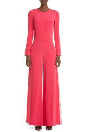 Adam Lippes Wide Leg Long Sleeve Silk Crepe Jumpsuit at Nordstrom