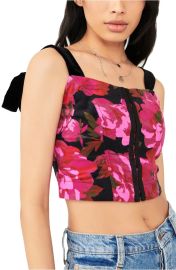 Addie Floral Print Velvet Strap Corset Top at Nordstrom