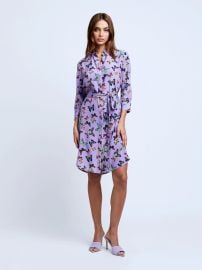 Addison Shirt Dress in Lavender Multi Flutter  at L'AGENCE