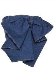 Adeam Cropped strapless bow-detailed denim top at The Outnet