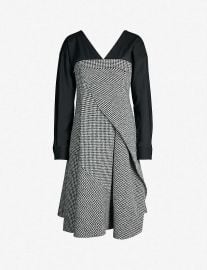 Adeam Houndstooth V-neck Wool-blend Tweed Boucle Dress at Selfridges