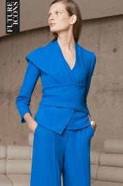 Adelaide Top Cerulean Blue Sculpt Stretch Wool Crepe The Fold thefoldlondoncom at The Fold