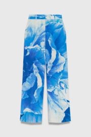 Adelaide Wide-Leg Silk Trousers Blue Peony - Welcome to the Fold LTD at The Fold London