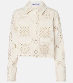 Adelaide laser-cut cropped cotton jacket in white - Veronica Beard at Mytheresa