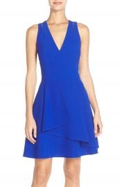 Adelyn Rae Asymmetrical Crepe Fit   Flare Dress at Nordstrom