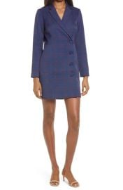 Adelyn Rae Cora Plaid Blazer Minidress in Navy at Nordstrom