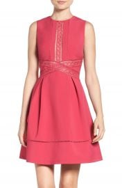 Adelyn Rae Lace Trim Fit   Flare Dress at Nordstrom