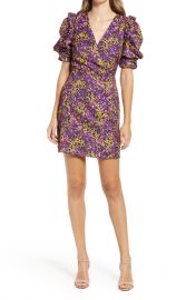 Adelyn Rae Sarai Print Faux Wrap Minidress at Nordstrom