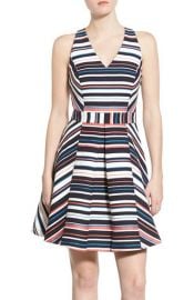 Adelyn Rae Stripe Jacquard Fit and Flare Dress at Nordstrom