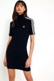 Adidas 3 Stripe Half Zip Mock Neck Dress at Urban Outfitters