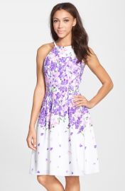 Adrianna Papell  Garden Party  Print Crepe Fit   Flare Dress at Nordstrom