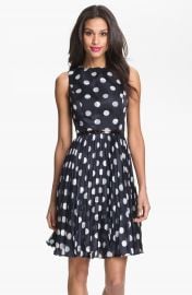 Adrianna Papell Burnout Polka Dot Fit   Flare Dress  Regular   Petite at Nordstrom