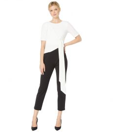 Adrianna Papell Color Block Knit Crepe Jumpsuit at Zappos