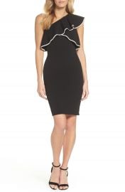 Adrianna Papell Crepe One-Shoulder Sheath Dress at Nordstrom