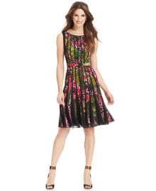 Adrianna Papell Fractured Floral-Print Dress at Macys