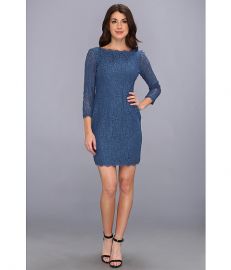 Adrianna Papell LS Lace Dress Night at Zappos