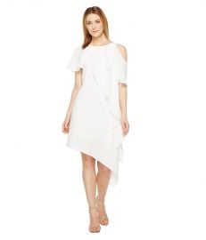 Adrianna Papell Novelty Gauzy Crepe Cold Shoulder Asymmetric Dress at Zappos