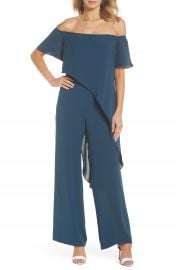 Adrianna Papell Off the Shoulder Crepe Jumpsuit at Nordstrom