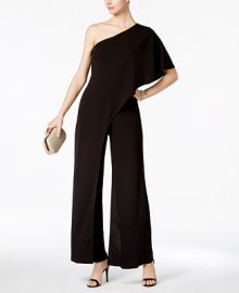 Adrianna Papell Petite Draped One-Shoulder Jumpsuit at Macys