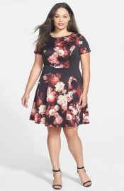 Adrianna Papell Print Block Scuba Knit Fit andamp Flare Dress at Nordstrom