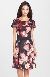 Adrianna Papell Print Scuba Fit andamp Flare Dress at Nordstrom