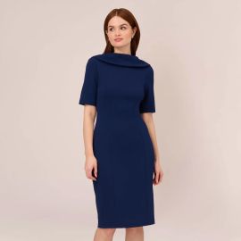 Adrianna Papell Short Sleeve Crepe Dress at Adrianna Papell