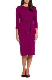 Adrianna Papell Tie Waist Crepe Sheath Dress in Wildberry at Nordstrom