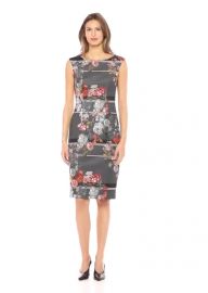 Adrianna Papell Women Sleeveless Floral Print Scuba Sheath Dress at Amazon