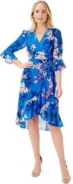 Adrianna Papell Women39s Floral Chiffon Wrap Dress at Womens Clothing store at Amazon