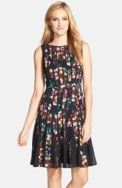 Adrianna Papell and39Fractured Floraland39 Print Fit andamp Flare Dress at Nordstrom