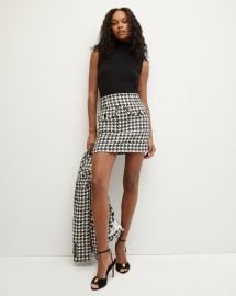 Adriel Wool-Blend Houndstooth Skirt at Veronica Beard