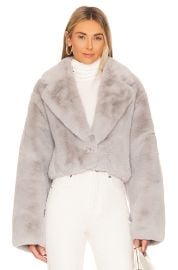 Adrienne Landau Faux Fox Jacket In Light Grey at Revolve