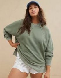 Aerie Beach Party Crew Sweatshirt in Olive at American Eagle