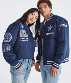 Aeropostale Dallas Cowboys Helmet Bomber Jacket in Blue at Aeropostale