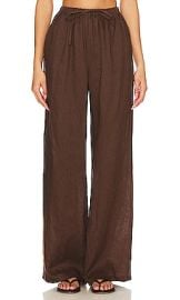 Aexae Linen Drawstring Trouser In Brown at Revolve