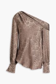 Affogato One Shoulder Snake Print Satin Jacquard Top at The Outnet
