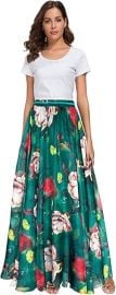 Afibi Women Full/Ankle Length Blending Maxi Chiffon Long Skirt Beach Skirt at Amazon