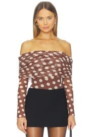 Afrm Maxine Bodysuit In Chocolate Halo Dot at Revolve