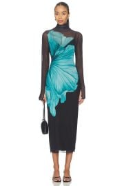 Afrm Shailene Power Mesh Dress In Teal Flower at Revolve