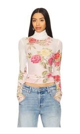 Afrm Zadie Mesh Top In Falling Roses at Revolve