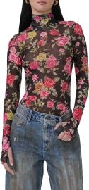 Afrm Zadie Print Turtleneck Mesh Top at Nordstrom Rack