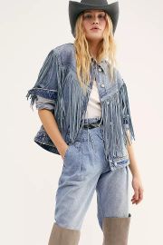 After Hours Fringe Denim Jacket by Free People at Free People