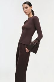 Agata Long Sleeve Top - Chocolate Brown SIMKHAI at Simkhai