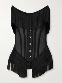 Agent Provocateur Drew Fringed Satin trimmed Tulle Bustier Top at Net a Porter