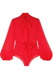 Agent Provocateur Red Silk Polka Dot Bodysuit at Net a Porter