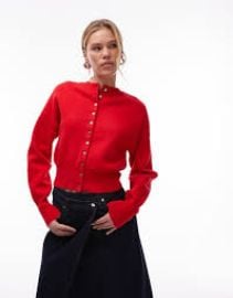 Agn s B Cotton Fleece Snap Cardigan in Red Garance at ASOS