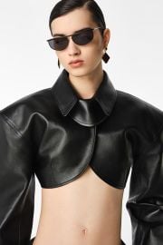Agnes Cropped Leather Jacket at Revolve