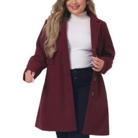 Agnes Orinda Womenx27s Plus Size Trendy Long Sleeve Side Pockets Elegant Winter Overcoats Burgundy 4x Target at Target